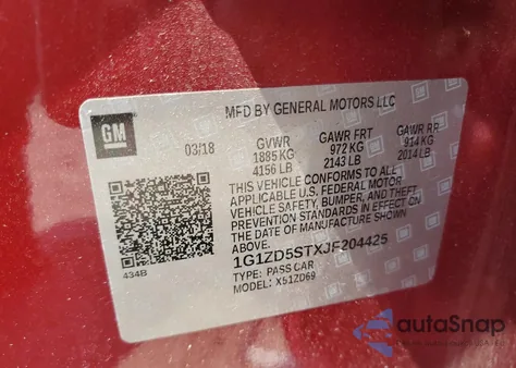 2018 Chevrolet Malibu Lt from USA, damaged, VIN 1G1ZD5STXJF204425
